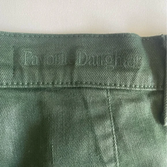 Favorite Daughter "The Mischa" Belize Green Shiny Coated Sheen Wide Leg Pant - Picture 9 of 17